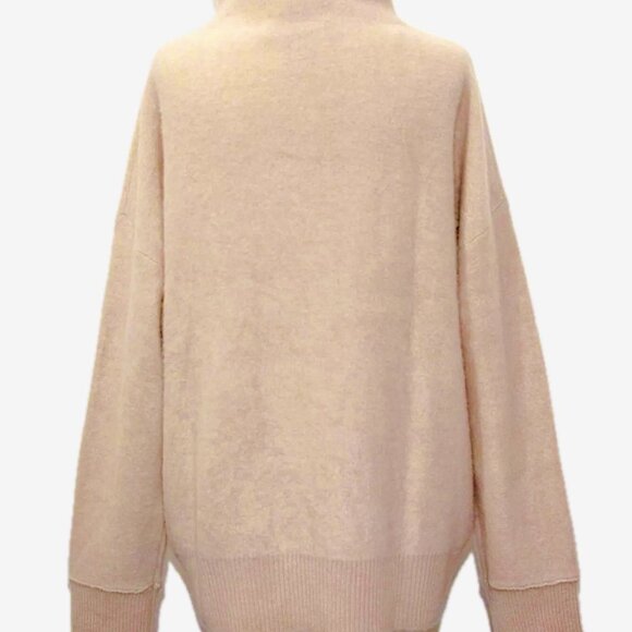 😊TAHARI 100% Cashmere Sweater Ultra Soft Mock Neck Relaxed Fit Beige Wm Sz M - Picture 3 of 11